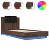 vidaXL Cadre de lit avec LED sans matelas ch&ecirc;ne marron 100x200 cm