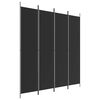 vidaXL Cloison de s&eacute;paration 4 panneaux Noir 200x220 cm Tissu
