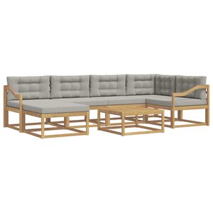 vidaXL Ensemble de canap&eacute;s d'ext&eacute;rieur 7 pc Blanc et gris clair