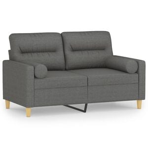 vidaXL Canap&eacute; 2 places avec oreillers gris fonc&eacute; 120 cm tissu