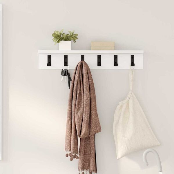 vidaXL Porte-manteau mural Blanc 60 x 10,5 x 10,5 cm Bois d'ing&eacute;nierie