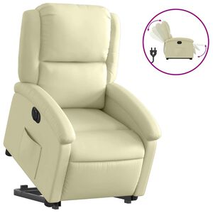 vidaXL Fauteuil inclinable &eacute;lectrique cr&egrave;me cuir v&eacute;ritable