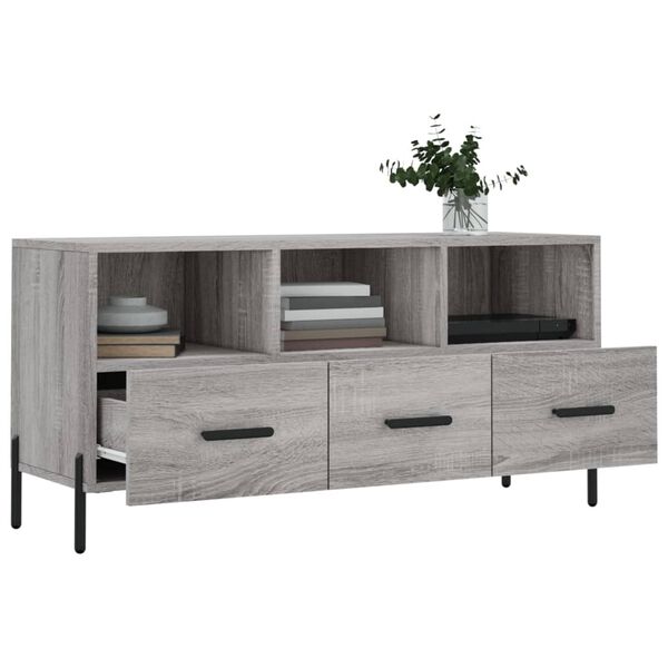 vidaXL Meuble TV sonoma gris 102x36x50 cm bois d'ing&eacute;nierie