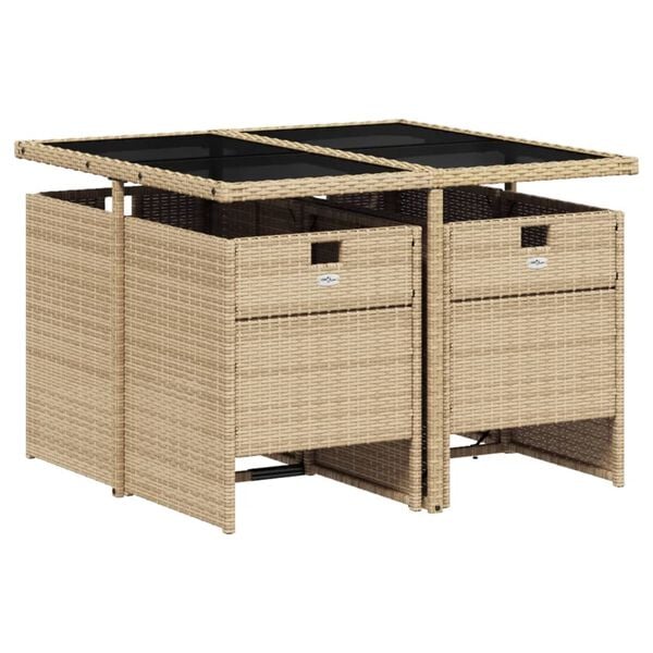vidaXL Ensemble &agrave; manger de jardin coussins 5 pcs m&eacute;lange beige rotin