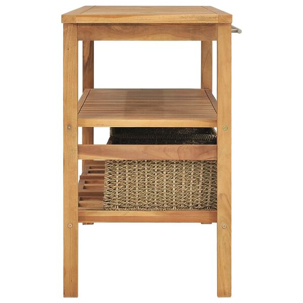 vidaXL Meuble de salle de bain avec 3 paniers Teck solide 132x45x75 cm