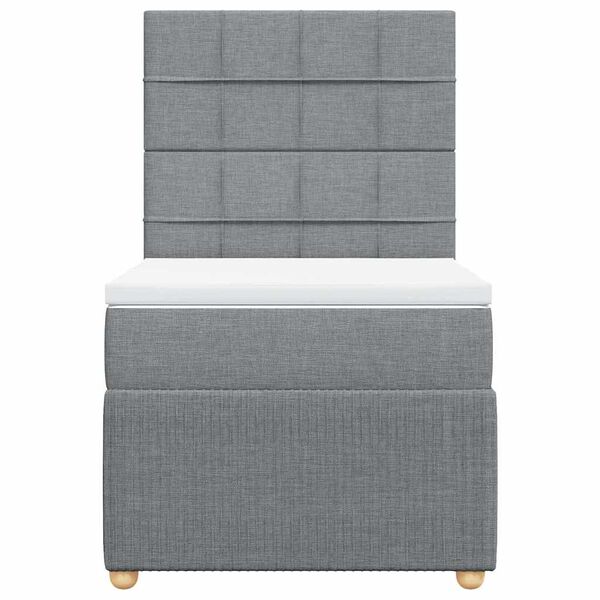 vidaXL Sommier &agrave; lattes de lit et matelas Gris clair 90x190 cm Tissu