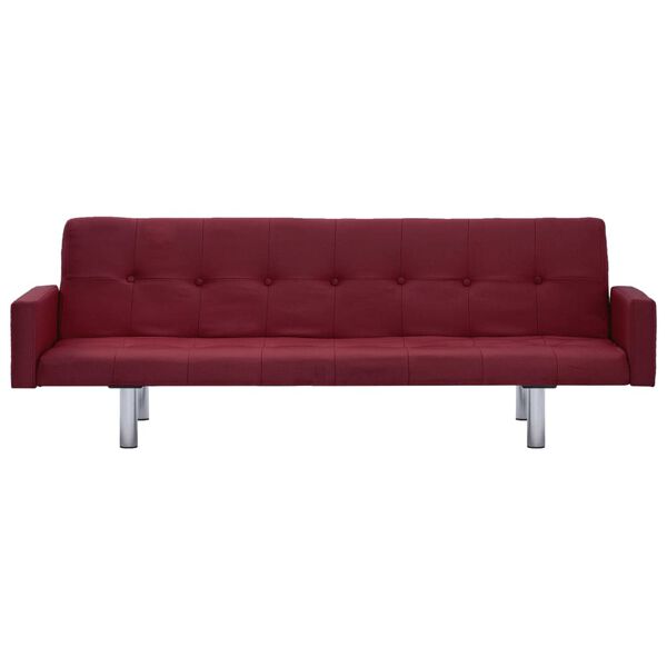 vidaXL Canap&eacute;-lit avec accoudoir Rouge bordeaux Polyester