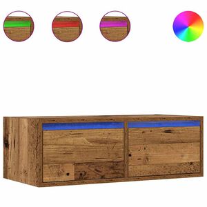 vidaXL Meuble TV avec lumi&egrave;res LED vieux bois 75x35,5x25 cm