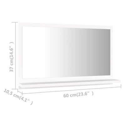 vidaXL Miroir de salle de bain Blanc 60x10,5x37 cm Aggloméré