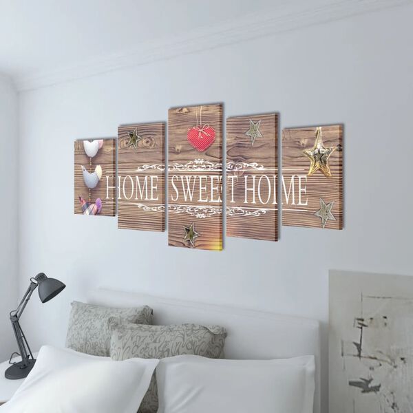 Set de toiles murales imprim&eacute;es "Home Sweet Home" 200 x 100 cm