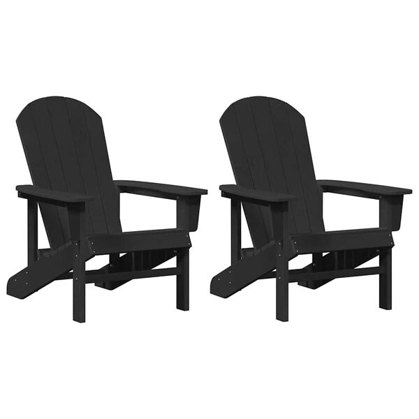 vidaXL Chaise de jardin 2 pcs Noir 82 x 74 x 92 cm Poly&eacute;thyl&egrave;ne