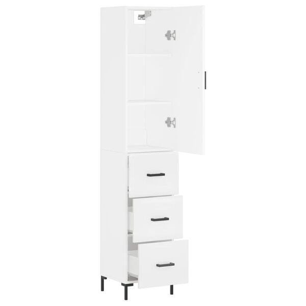 vidaXL Buffet haut Blanc 34,5x34x180 cm Bois d'ing&eacute;nierie