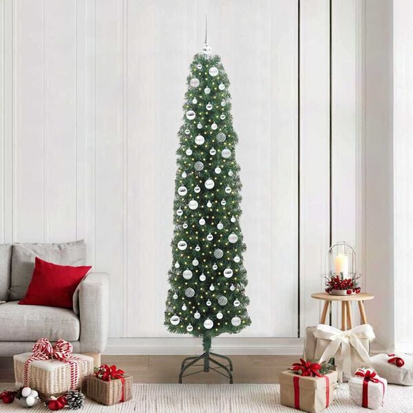 vidaXL Sapin de No&euml;l artificiel Vert 210 cm PVC et acier et plastique