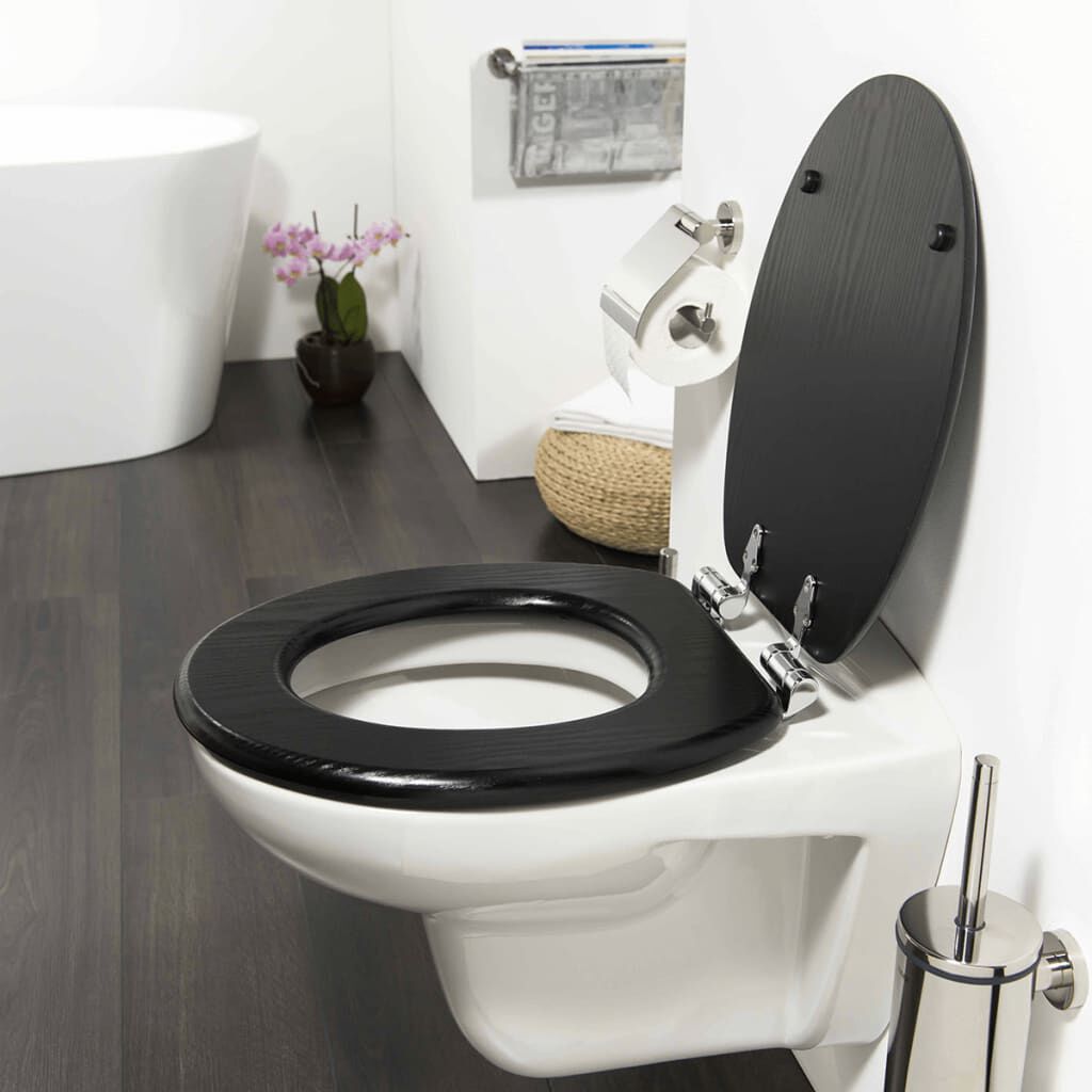 Tiger Abattant WC a fermeture en douceur Blackwash MDF Noir 252030746