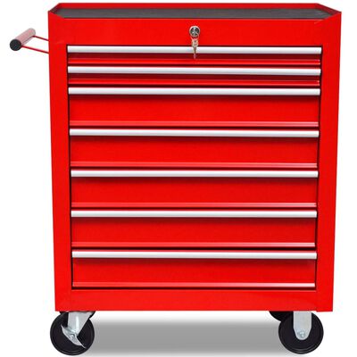 vidaXL Chariot à outils d'atelier avec 7 tiroirs Rouge