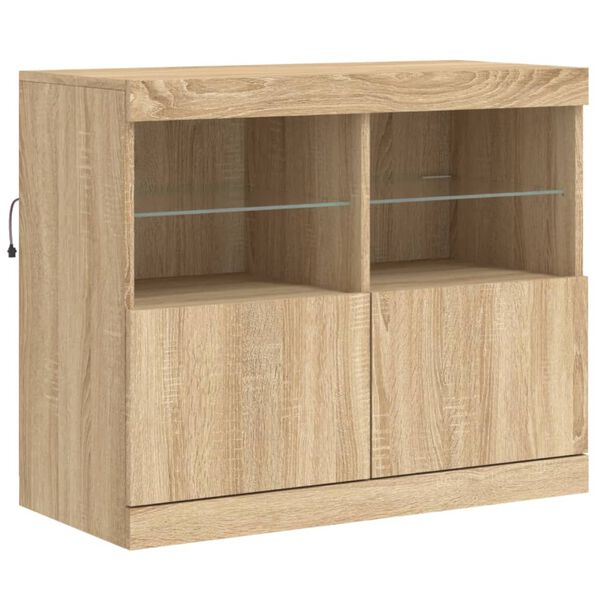 vidaXL Buffet avec lumières LED chêne sonoma 81x37x67 cm