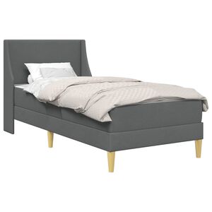 vidaXL Cadre de lit avec matelas Gris fonc&eacute; 90 x 190 cm tissu