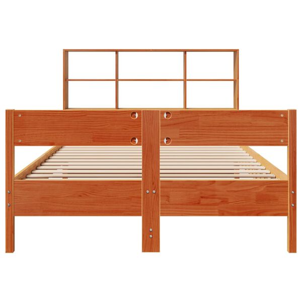 vidaXL Lit biblioth&egrave;que sans matelas cire marron 135x190 cm pin massif