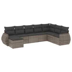 vidaXL Salon de jardin 8 pcs avec coussins gris r&eacute;sine tress&eacute;e