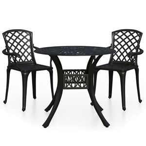 vidaXL Ensemble de bistro 3 pcs Aluminium coul&eacute; Noir