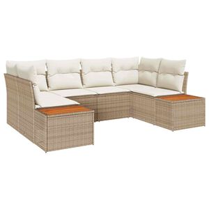 vidaXL Ensemble de canap&eacute; de jardin 6 pcs Beige et cr&egrave;me Polyrotin