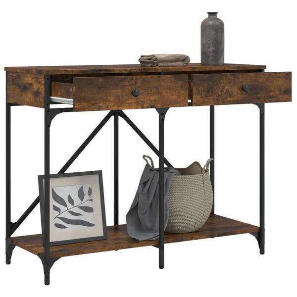 vidaXL Table console ch&ecirc;ne fum&eacute; 100x39x78,5 cm bois d'ing&eacute;nierie