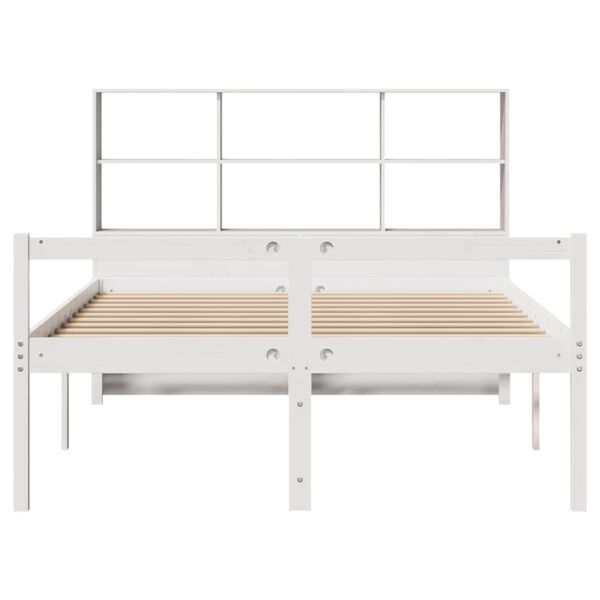 vidaXL Lit biblioth&egrave;que sans matelas blanc 120x200 cm bois pin massif