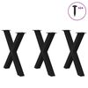 vidaXL Pieds de table &agrave; manger en forme de X, 3 pi&egrave;ces, noir, 70 x (72-73) cm, acier