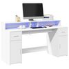 vidaXL Bureau avec lumi&egrave;res LED blanc 160x55x91 cm bois d'ing&eacute;nierie