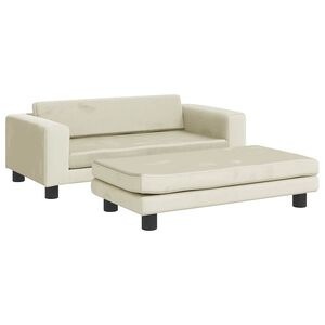 vidaXL Canap&eacute; avec repose-pied pour enfants cr&egrave;me 100x50x30 cm velours