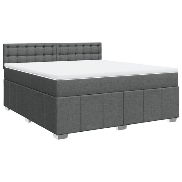 vidaXL Sommier à lattes de lit avec matelas Gris foncé 180x200cm Tissu