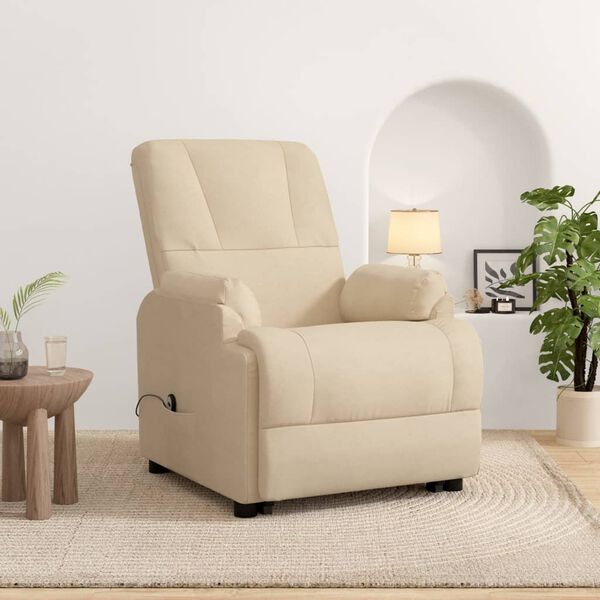 vidaXL Fauteuil inclinable Cr&egrave;me Similicuir daim