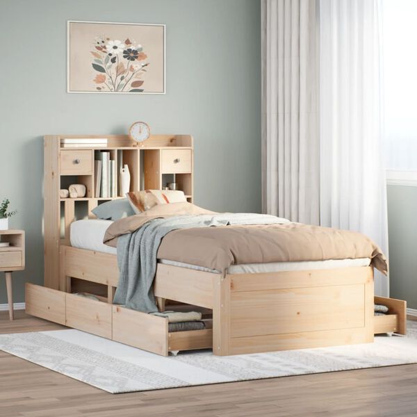 vidaXL Lit bibliothèque sans matelas 75x190 cm bois de pin massif