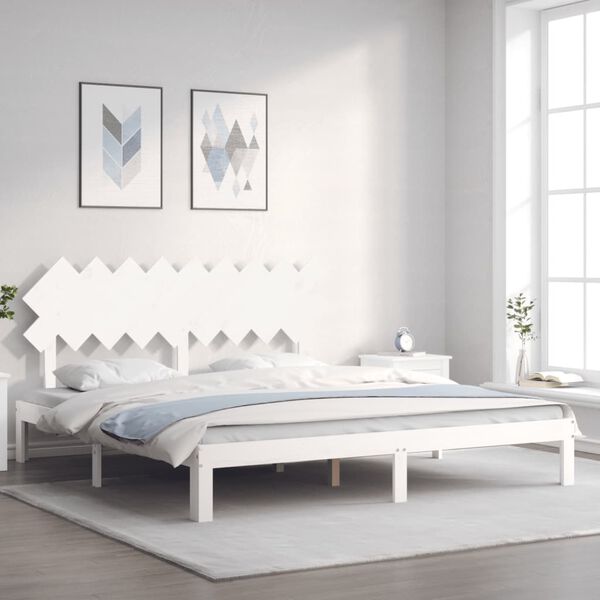 vidaXL Cadre de lit sans matelas blanc bois massif de pin
