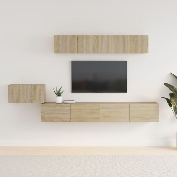 vidaXL Ensemble de meubles TV 5 pcs Ch&ecirc;ne sonoma Bois d'ing&eacute;nierie