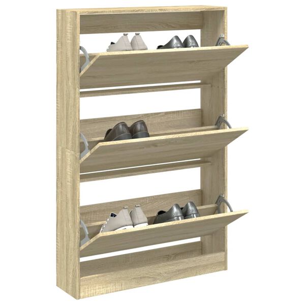 vidaXL Armoire &agrave; chaussures ch&ecirc;ne sonoma 80x21x125,5cm bois ing&eacute;nierie