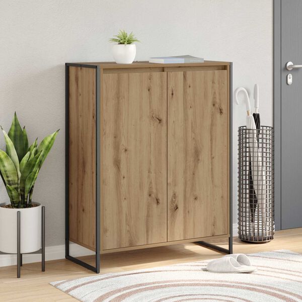 vidaXL Cabinet &agrave; chaussures avec porte Ch&ecirc;ne artisan 79 x 36 x 100 cm