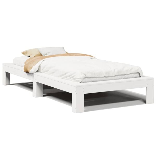 vidaXL Cadre de lit sans matelas blanc 90x200 cm bois de pin massif