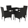 vidaXL Ensemble &agrave; manger de jardin et coussins 5 pcs noir rotin verre