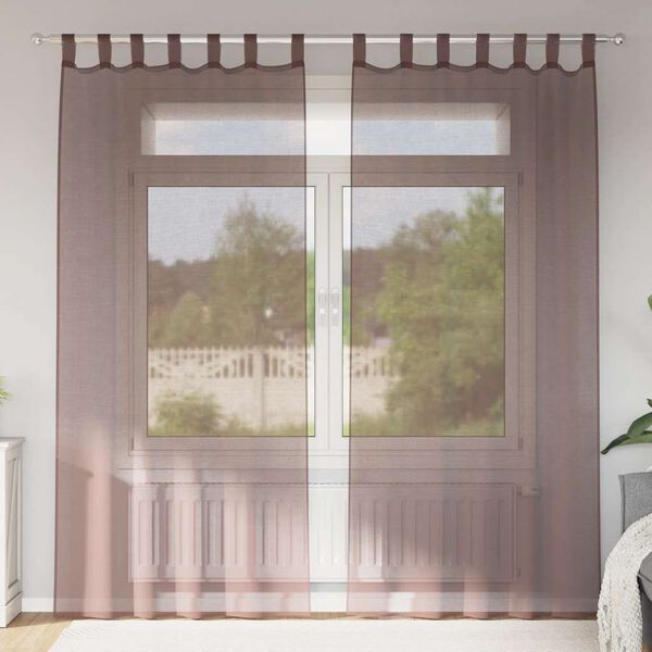vidaXL Rideaux en voile avec passants 2 pcs marron