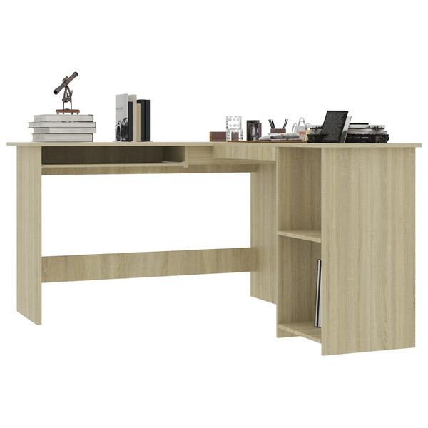 vidaXL Bureau d'angle en forme de L Ch&ecirc;ne sonoma Bois d'ing&eacute;nierie