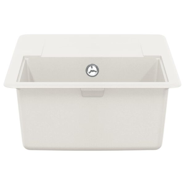 vidaXL &Eacute;vier Blanc 670 x 460 mm 80% Quartz et 20% R&eacute;sine