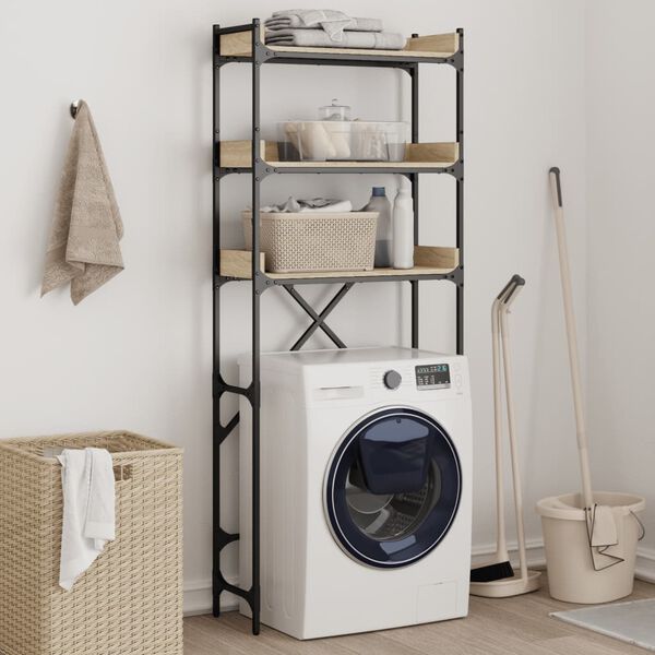 vidaXL &Eacute;tag&egrave;re de lave-linge ch&ecirc;ne sonoma 67x25x163 cm bois ing&eacute;nierie