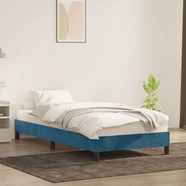 vidaXL Cadre de lit sans matelas bleu foncé 80x220 cm velours