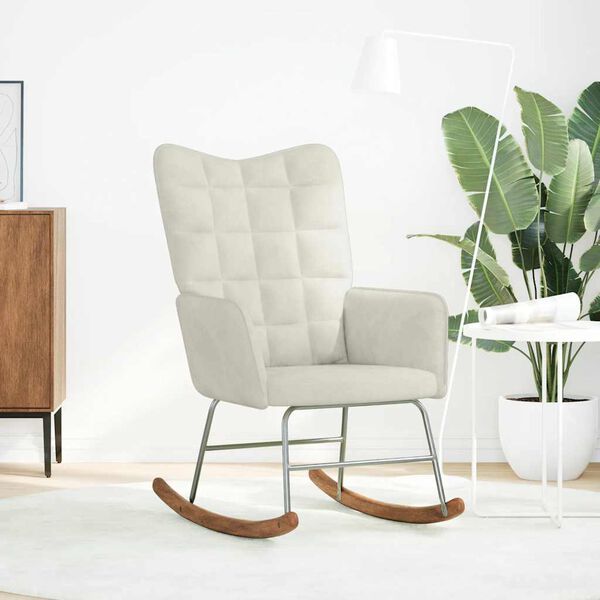 vidaXL Chaise &agrave; bascule Cr&egrave;me Velours