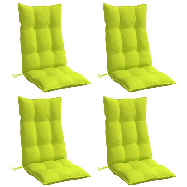 vidaXL Coussins de chaise &agrave; dossier haut lot de 4 vert vif