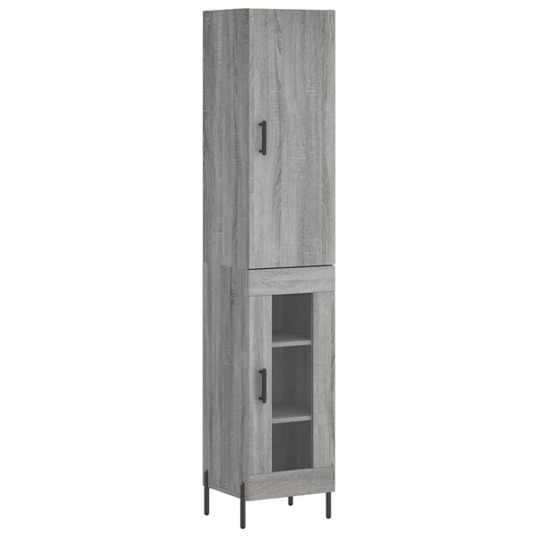vidaXL Buffet haut Sonoma gris 34,5x34x180 cm Bois d'ing&eacute;nierie