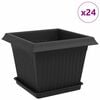 vidaXL Pots de plantes 24 pc Noir Plastique