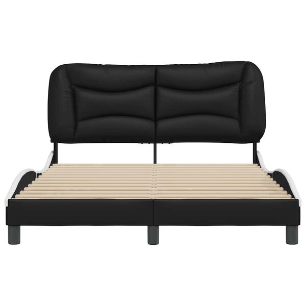 vidaXL Cadre de lit sans matelas Hvar noir et blanc 140x190 cm similicuir