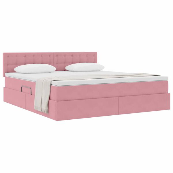 vidaXL Lit de Rangement avec matelas Rose 180 x 200 cm Velours